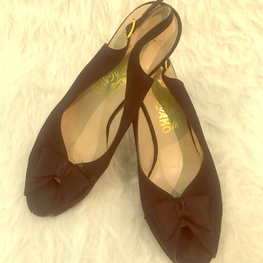 Black sling back heels